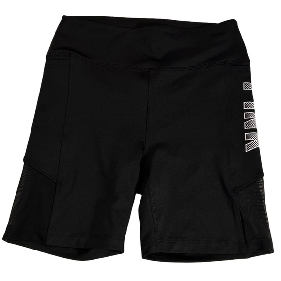 Pink Active Women's High Waist Workout Solid Black Bike Shorts Size Small - Picture 2 of 8